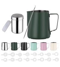 Brocca per latte in acciaio inossidabile, 600 ml, accessori per baristi, color verde smeraldo