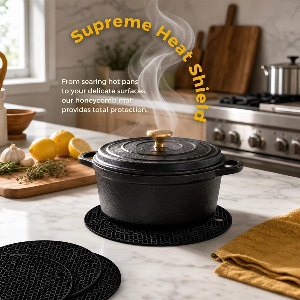 Sottopentola in silicone, confezione da 4 pezzi, diametro 17,5 cm, resistenti al calore