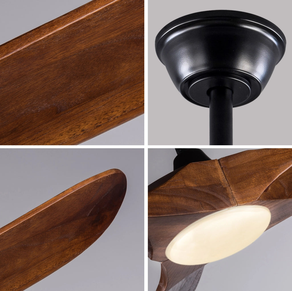 Ventilatore da soffitto con luce 42 pollici (106 cm), nero e noce scuro, telecomando
