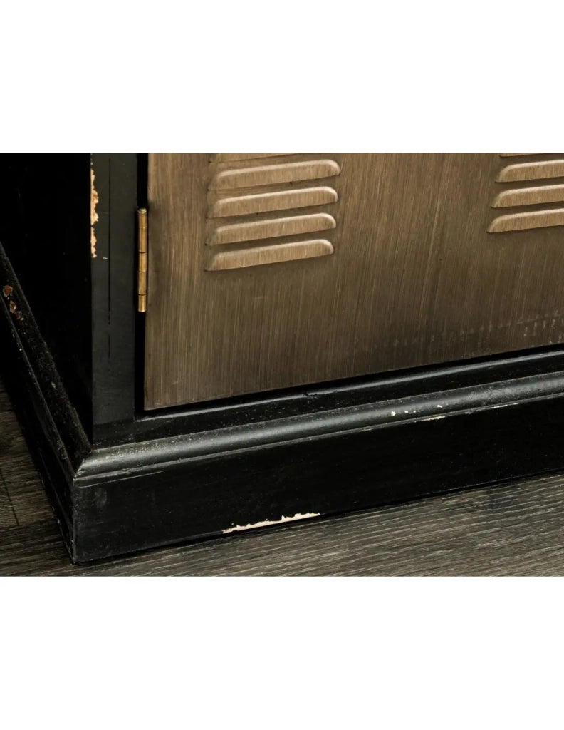 Buffet LOCKER 105 cm – Legno di pino, MDF, vetro e metallo – 2 porte e 5 cassetti