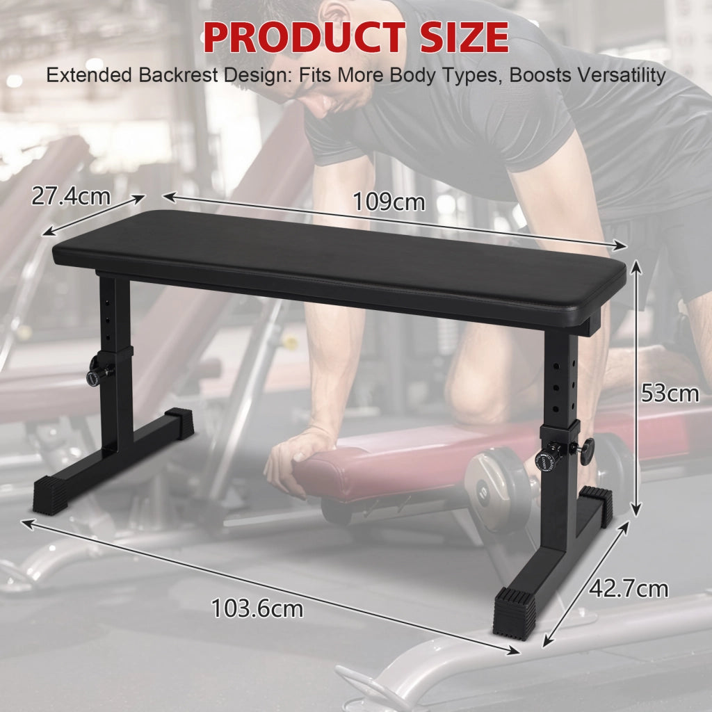 Panca da allenamento regolabile in altezza in ferro nero, portata 200 kg, 110×45 cm