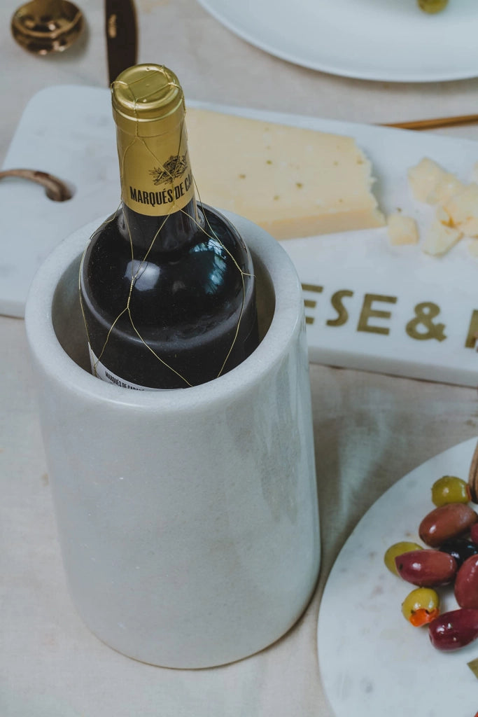 Secchiello per vino in marmo, 12 x 12 x 19 cm, bianco