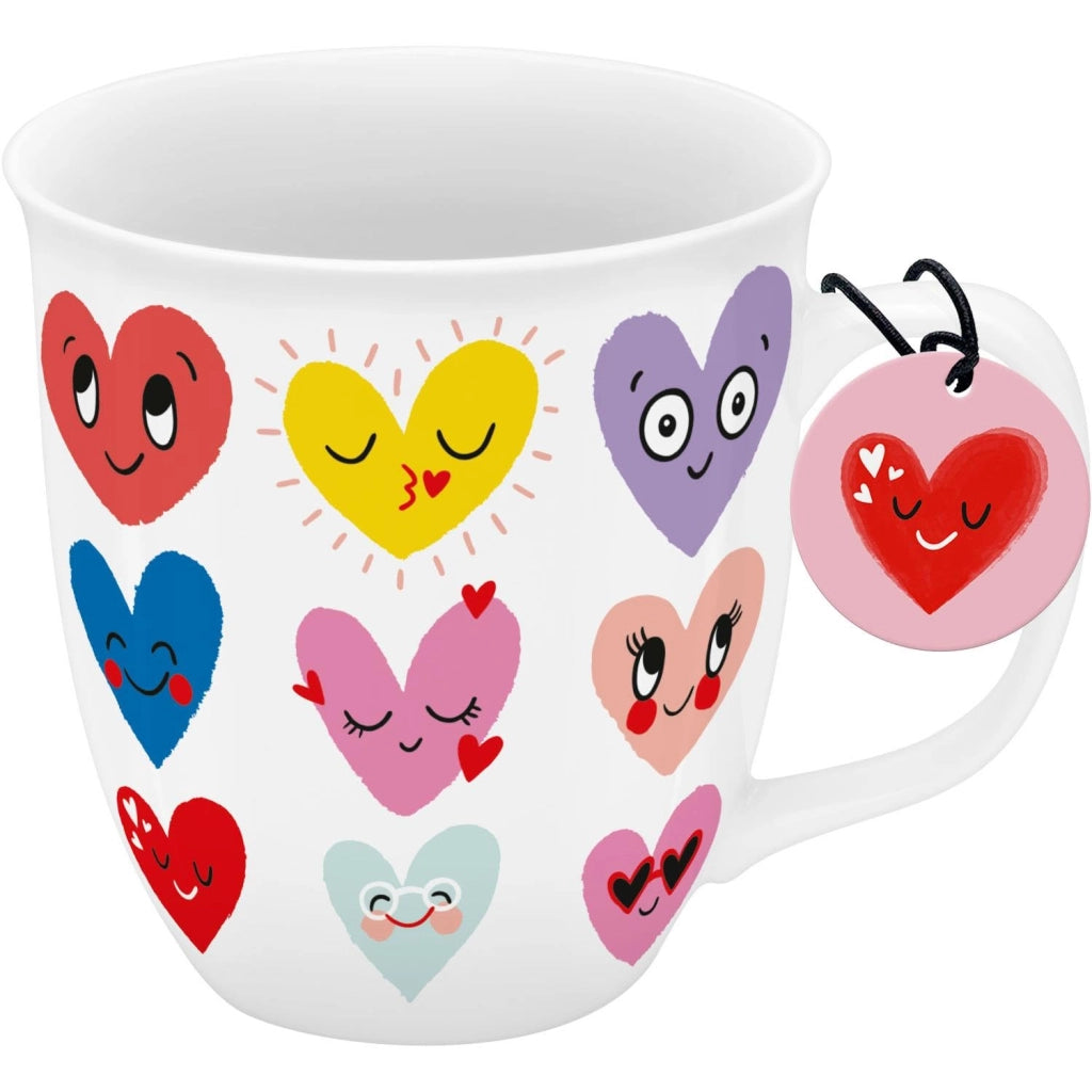 Tazza da caffè con motivo a cuore, capacità 40 cl, in porcellana, altezza 10 cm