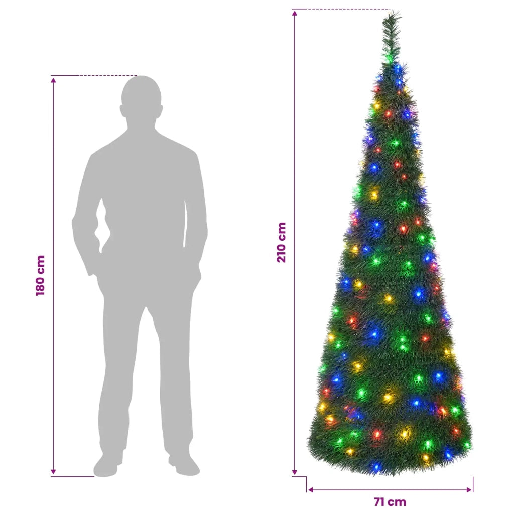 Albero di Natale LED pop-up 210 cm 200 LED PVC Verde 42055439
