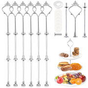 Set di tortiere a più livelli, 6 piani, colore argento, metallo, design a