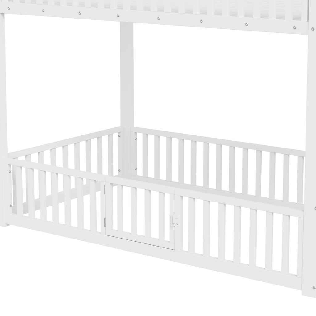 Letto a castello 90x200 cm; scala contenitore; LED; bianco