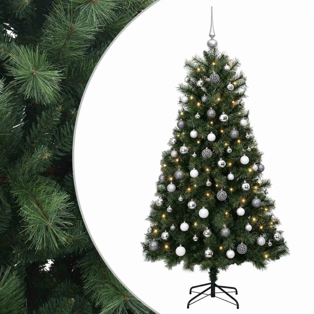 Albero di Natale artificiale con rami snodati e palline 120 cm 3466221
