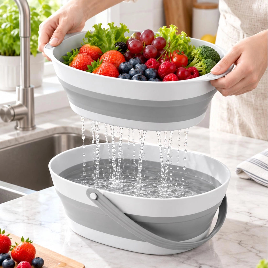 Ciotola per frutta con manico, set da 2, ideale per lavare e scolare le bacche