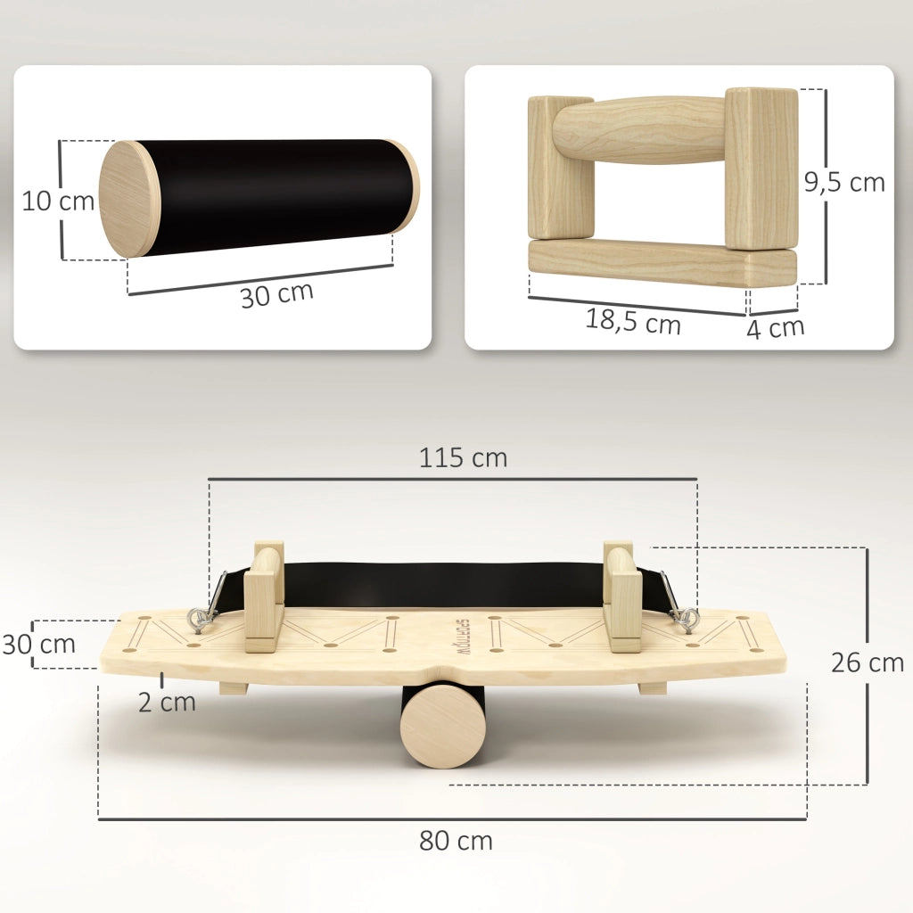 Maniglie per flessioni in legno con bande elastiche e 8 coppie di fori