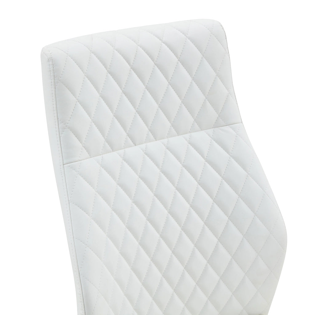 Set tavolo da pranzo rotondo con 4 sedie in ecopelle bianca tavolo in vetro temperato da 85 cm e base in metallo nero