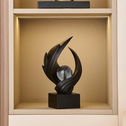 Scultura astratta, a spirale, 27 cm, nera e arancione, ideale per mensole e tavoli