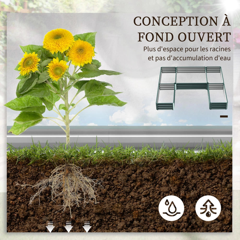 Set da 5 Fioriere da Giardino e Orto Rialzato in Acciaio Verde Modulabile e Robusto per Piante Fiori e Verdure