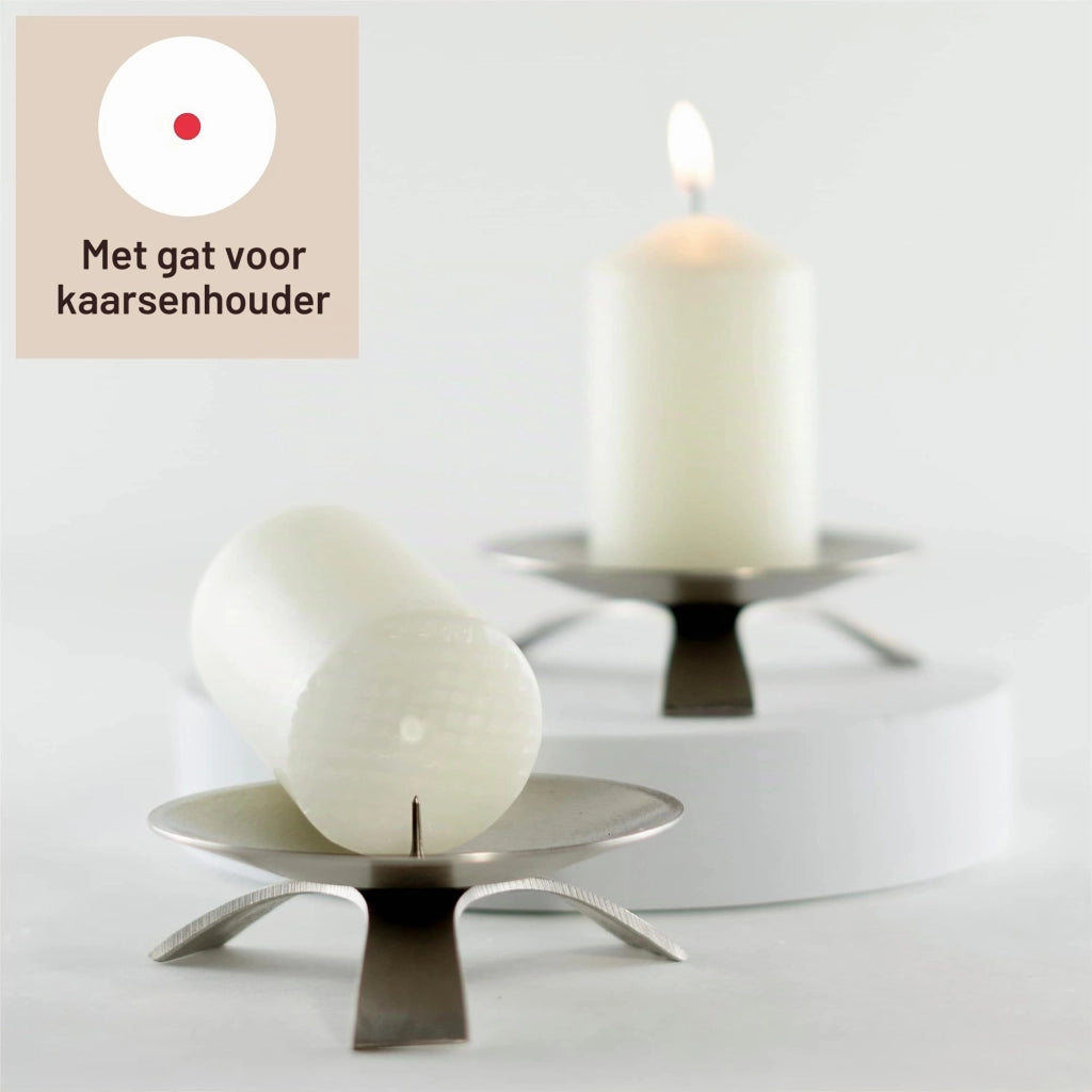 Set di 2 candele a stelo, dimensioni 80x48 mm, colore crema, durata di combustione di 18 ore