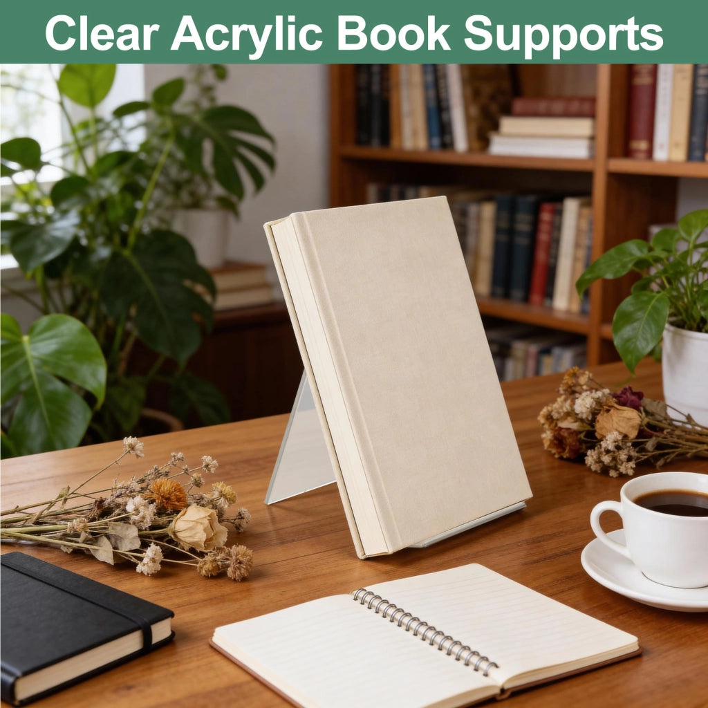 Set di 14 supporti trasparenti in acrilico per libri, dimensioni 17x7x10 cm