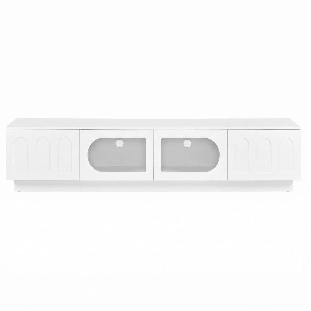 Mobile TV in MDF e truciolato con LED controllati da app, 200x40x42 cm, bianco