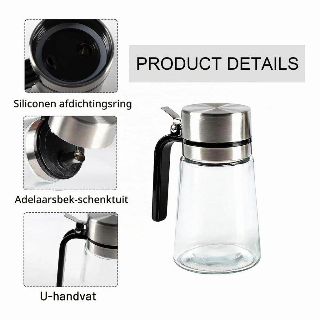 Contenitore in vetro da 400 ml per miele, con beccuccio in acciaio inossidabile