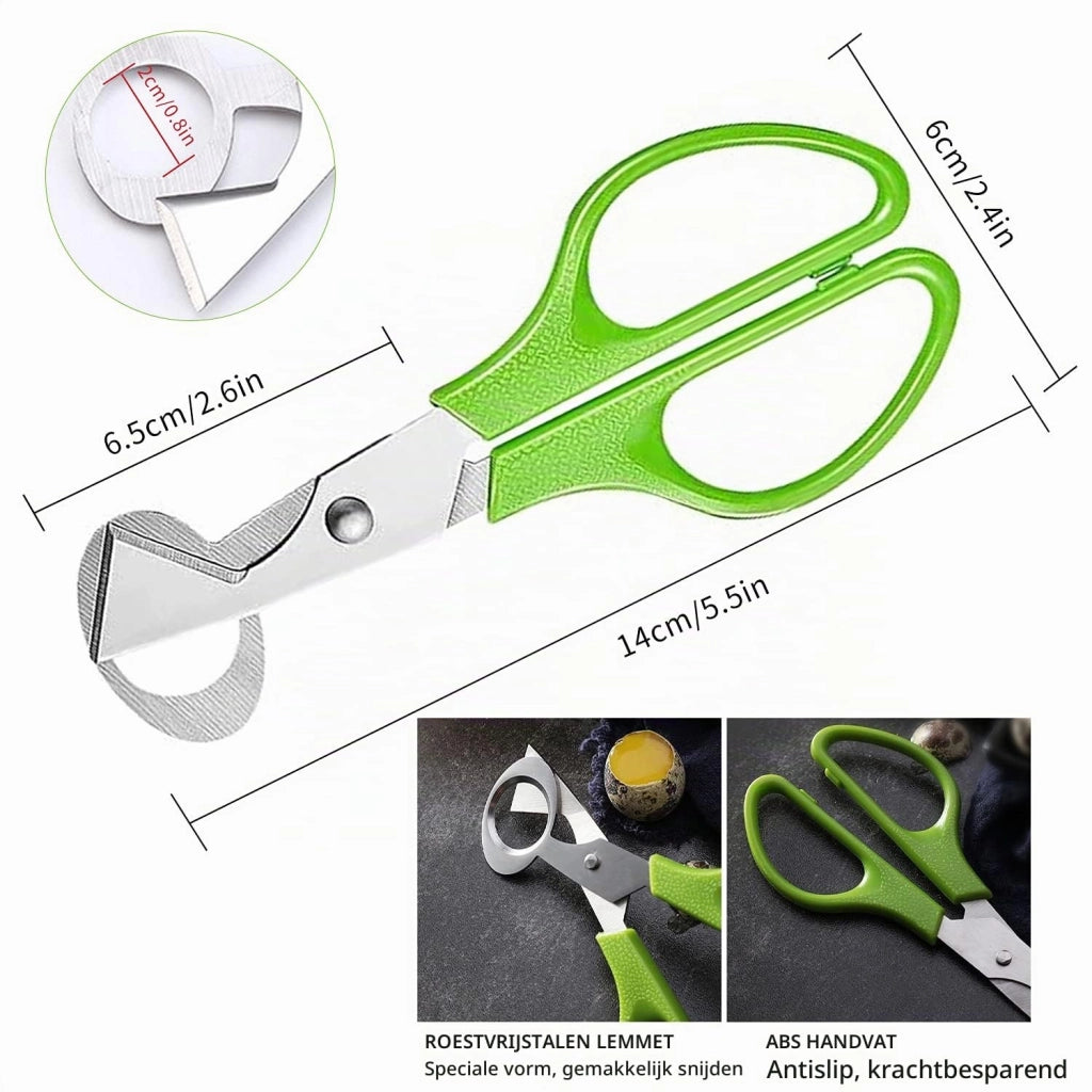 Forbice per uova sode in acciaio inossidabile, verde, 14 x 7 cm