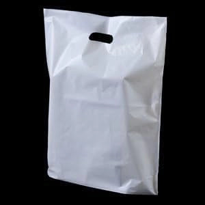 Sacchetti di plastica, 100 pezzi, bianchi, dimensioni 25x30x10 cm, con maniglie