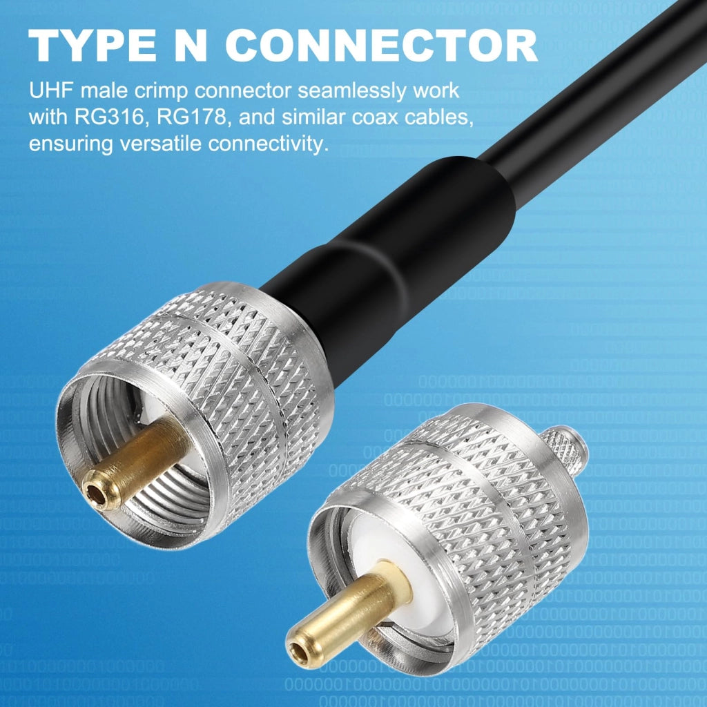 2 connettori coassiali UHF a crimpare, 50 Ohm, 3,2 mm, per cavo RG58