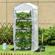 Mini serra per piante con 4 ripiani, 70 × 50 × 160 cm, bianca
