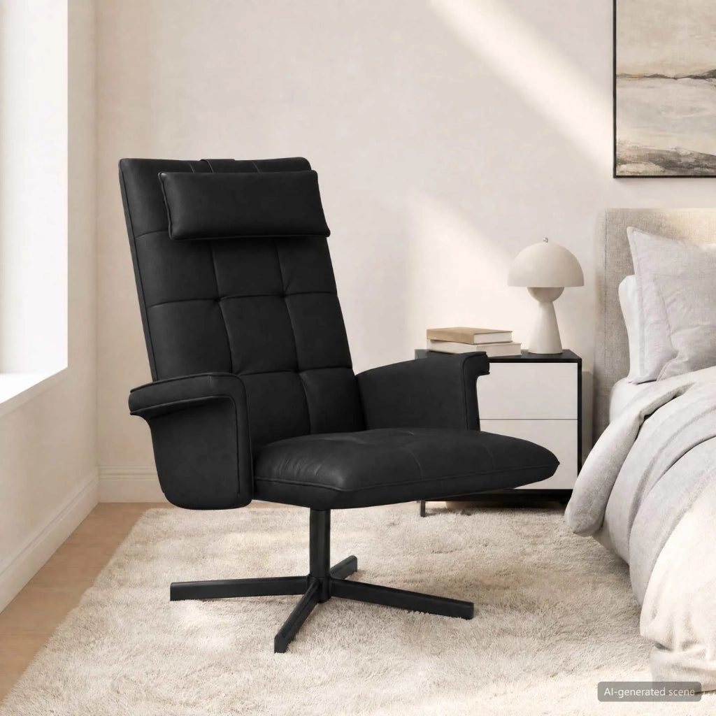 Sedia girevole Nero Similpelle 42045625