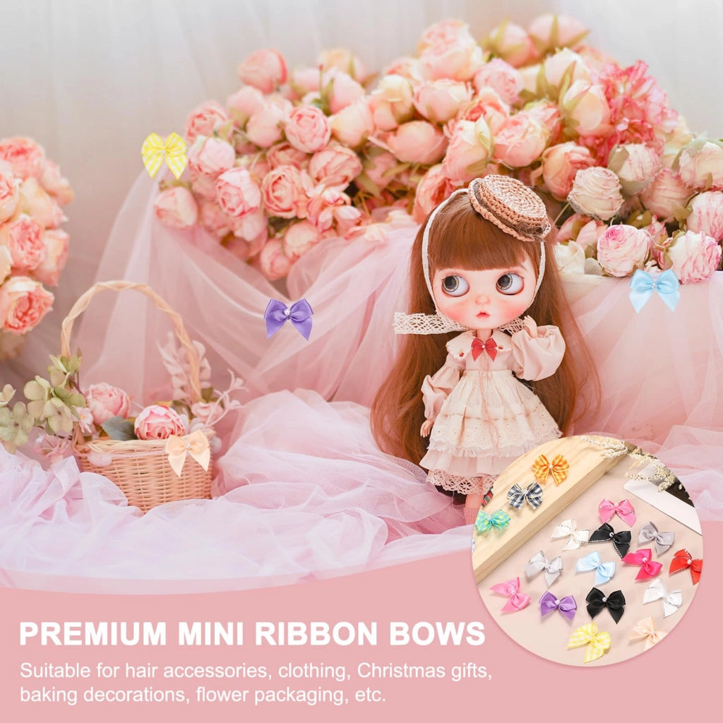 50 mini nastri a maglia con perle, 2,5 cm, giallo-bianco, poliestere, per bricolage, fiocchi per capelli fai da te, cucito, matrimonio, festa, decorazioni natalizie