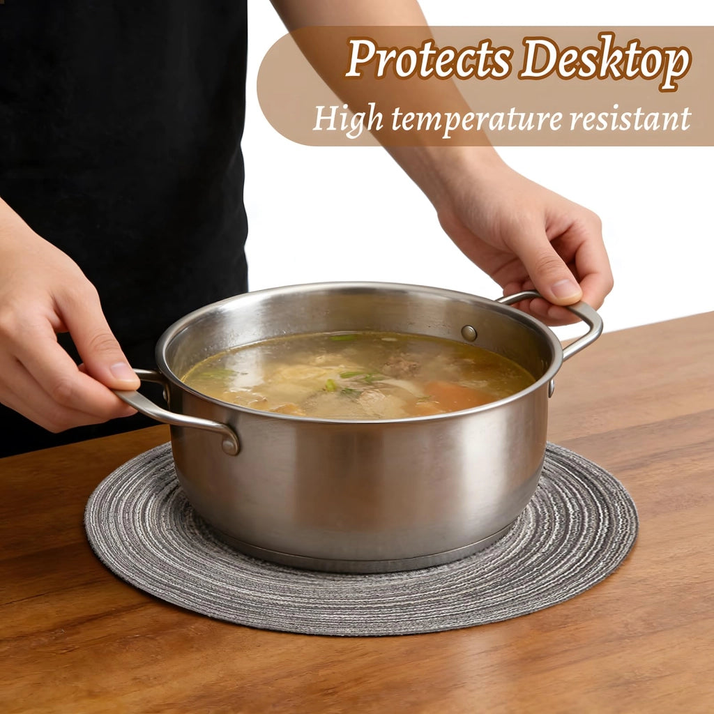 Sottopiatti intrecciati, set da 4 pezzi, diametro 30 cm + 11 cm, lavabili e resistenti al calore