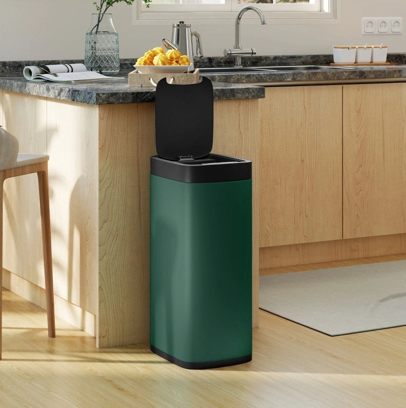 Pattumiera con sensore da 50 l in metallo verde scuro