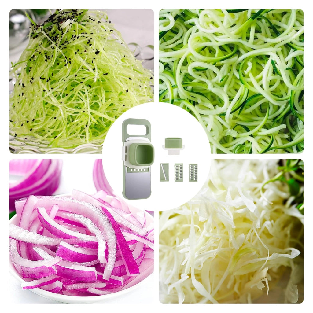 Set di 4 grattugie: grattugia per verdure con 3 diverse lame e protezione per le mani