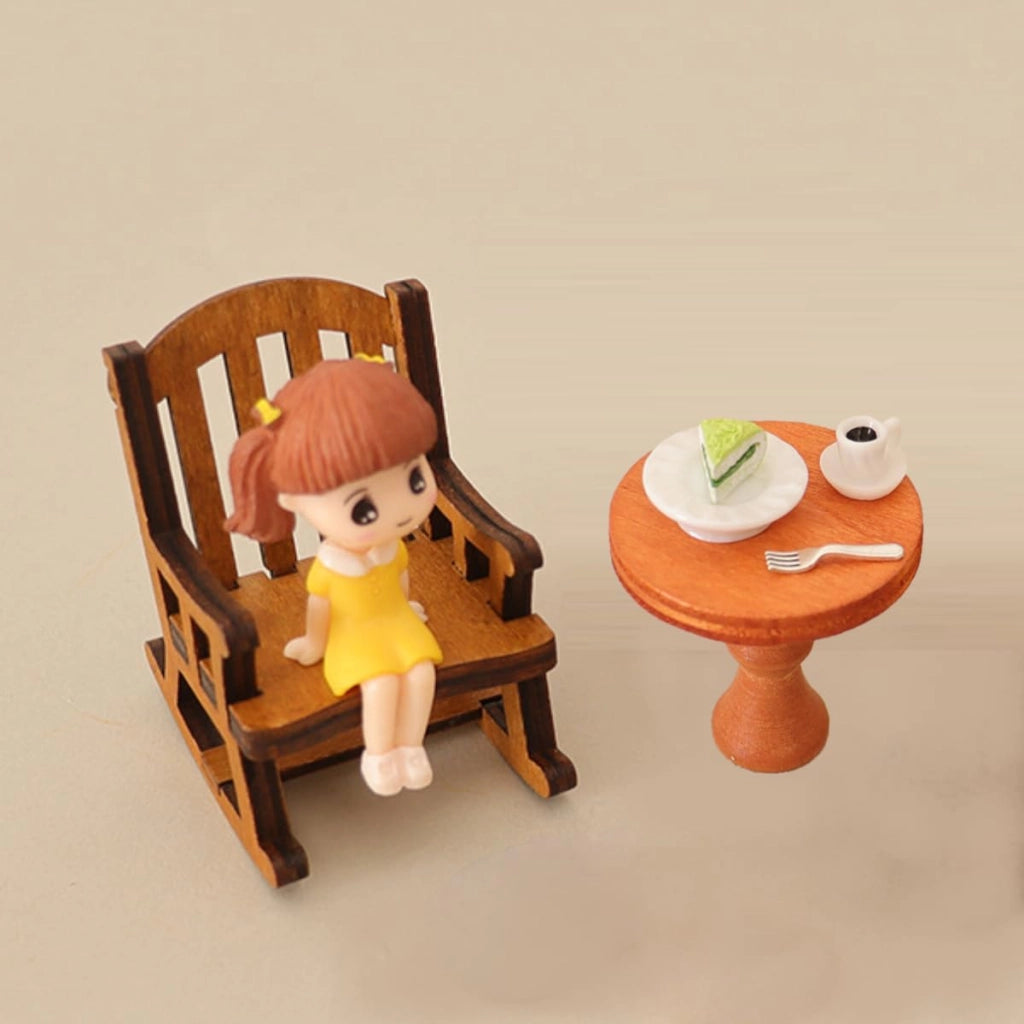 Mini set da caffè, 6 pezzi, aspetto rattan, articolo decorativo