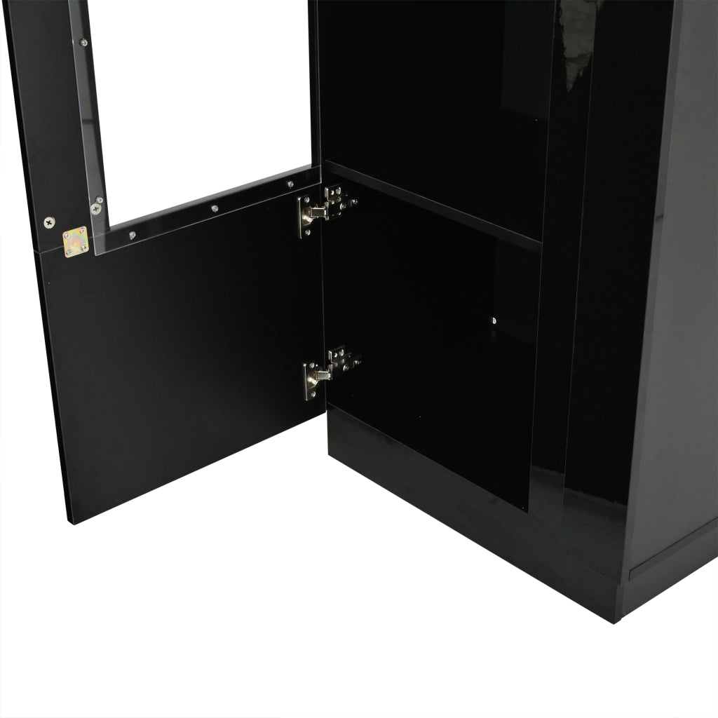 Vetrina 60 × 40 × 180 cm con LED controllato da app 5 vani porta in acrilico nera lucida con ripiani in vetro