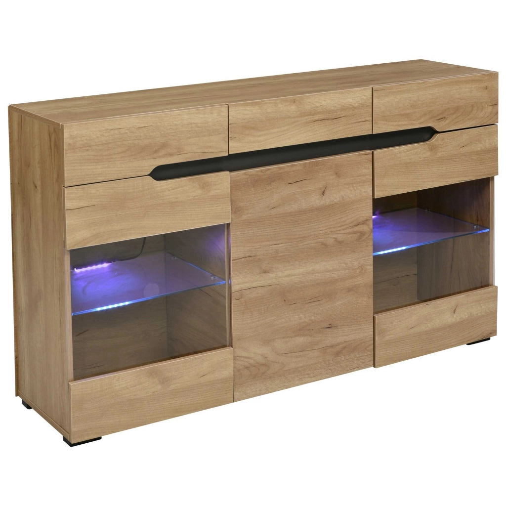 Letto contenitore con LED; cassetti; Particle Board; oak – SuerZaro