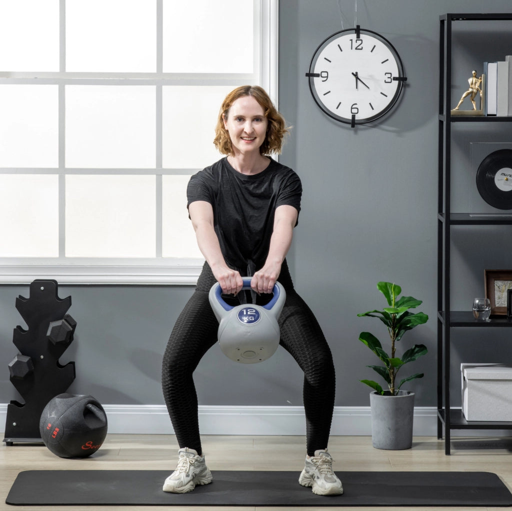 Kettlebell 12 kg 24 x 17 x 28 cm blu per workout in casa