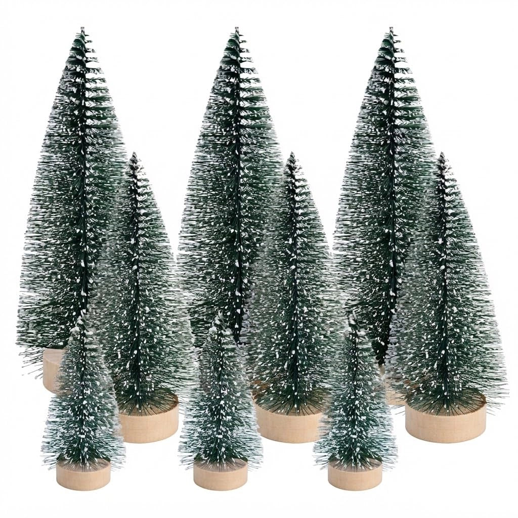 Mini alberi di Natale artificiali, 18 pezzi, 3 colori, altezza da 4,5 a 12,5 cm
