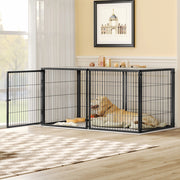 Gabbia per cani modulare con copertura e porta regolabile in ferro nero 160 × 80 × 80 cm