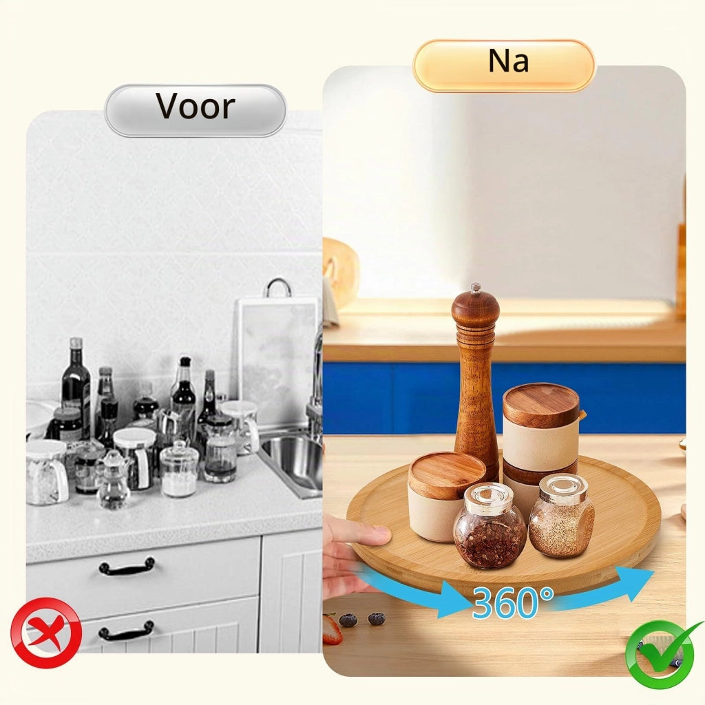 Piatto girevole in bambù da 30 cm – Lazy Susan per cucina e dispensa