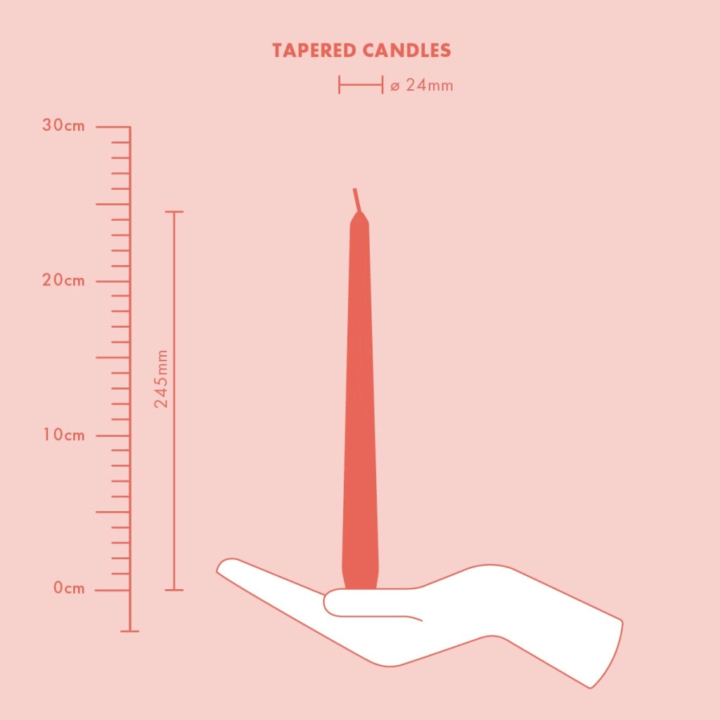 Candele con la punta dritta, alte 24,5 cm, confezione da 32 pezzi, colore bianco, senza olio di palma