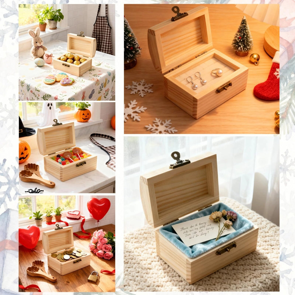 24 mini contenitori in legno, 9x5,5x5 cm, kit per il fai-da-te