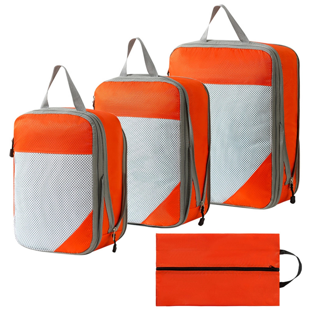 Set di 4 organizer da viaggio comprimibili arancioni