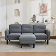 Divano angolare modulare 3 posti con chaise longue 204x136x80 cm; grigio