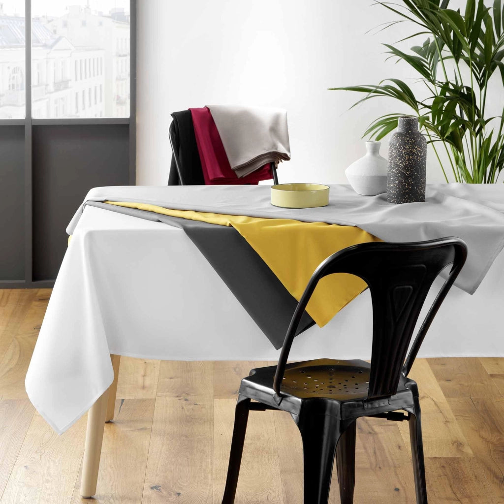 Tovaglia rettangolare in poliestere, color cemento, 250 x 140 cm