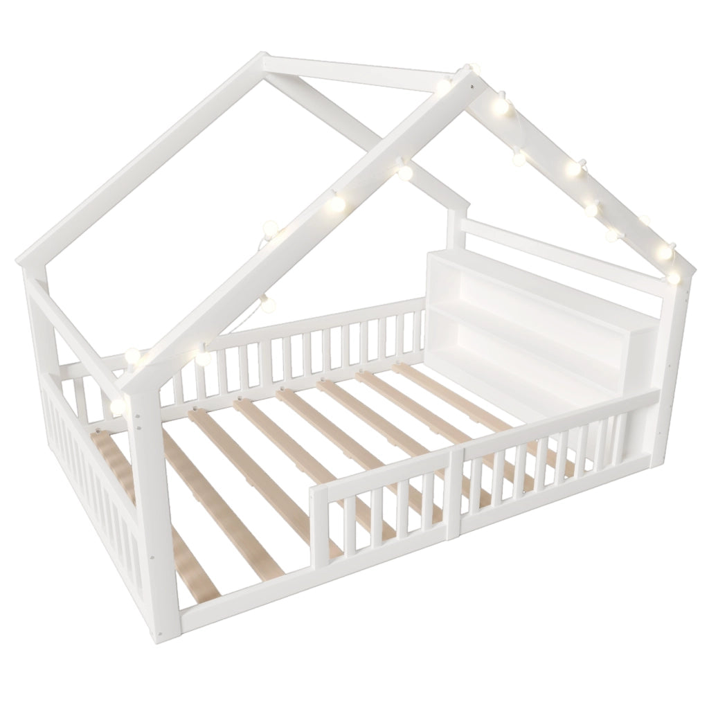 Letto casetta bianco per bambini 140 x 190 cm
