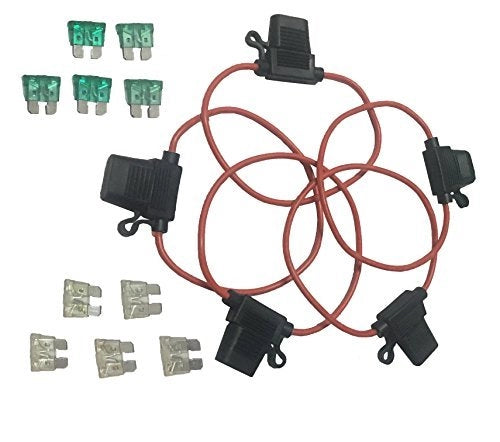 Portafusibili a fusibile lineare, calibro 14 AWG, confezione da 5 pezzi + 10 fusibili da 25A/30A