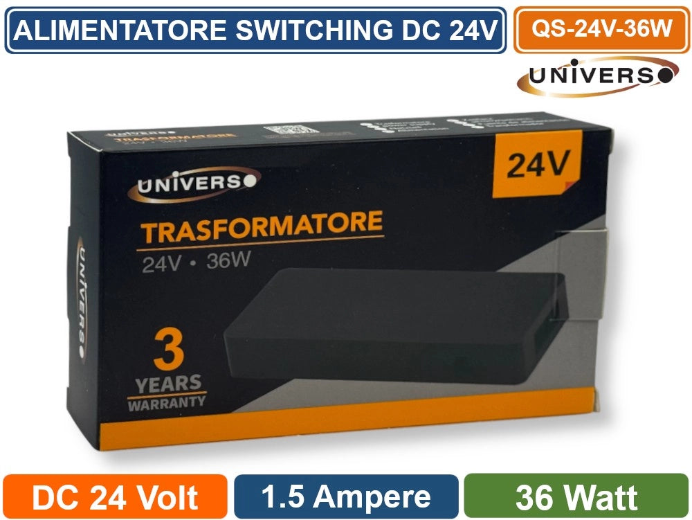 UNIVERSO QS-24V-36W ALIMENTATORE SWITCHING DC 24V 36W 1.5A 5 USCITE CON 1 INGRESSO SENSORE PER STRIP LED IP20