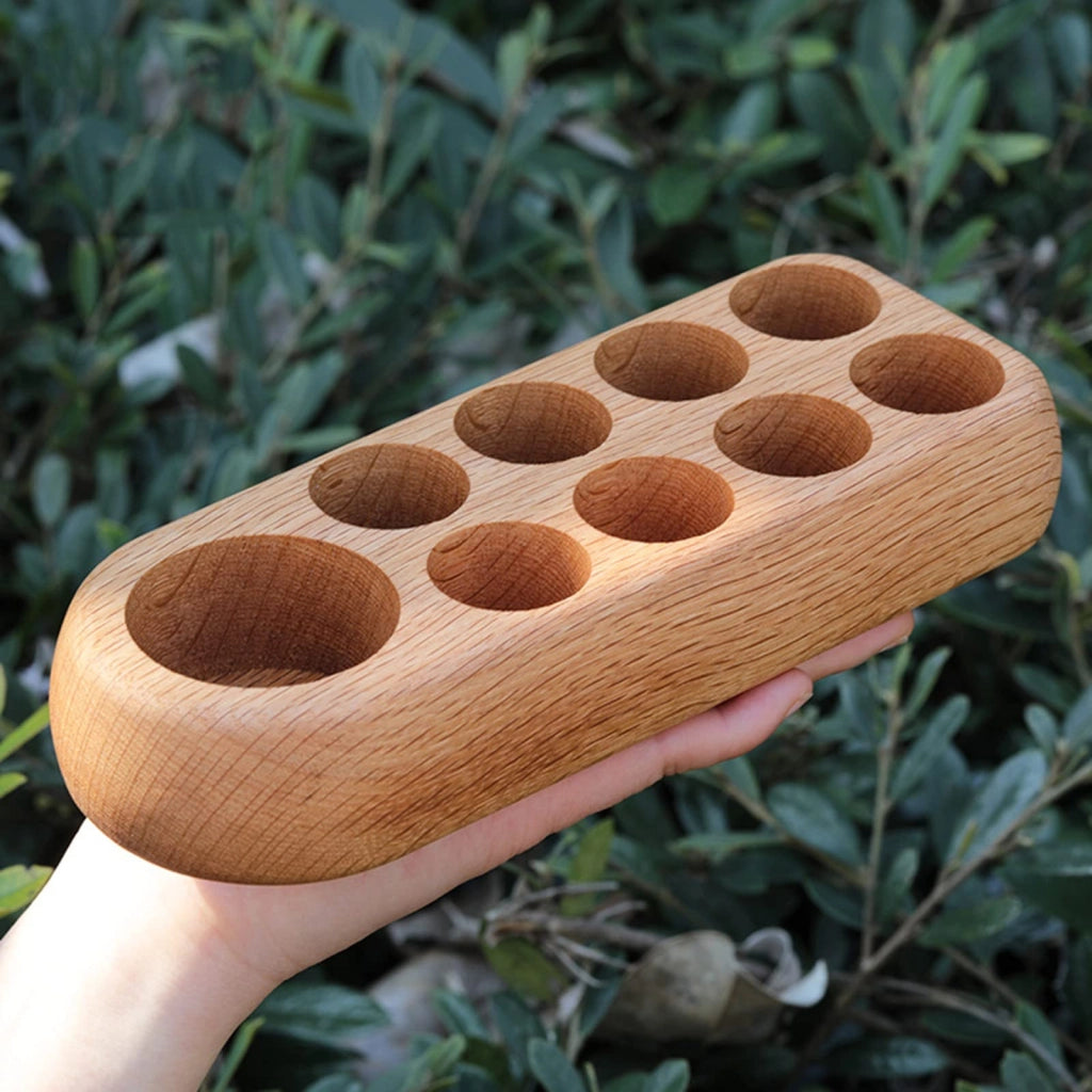 Porta oli essenziali in legno, per 9 flaconi, stile naturale