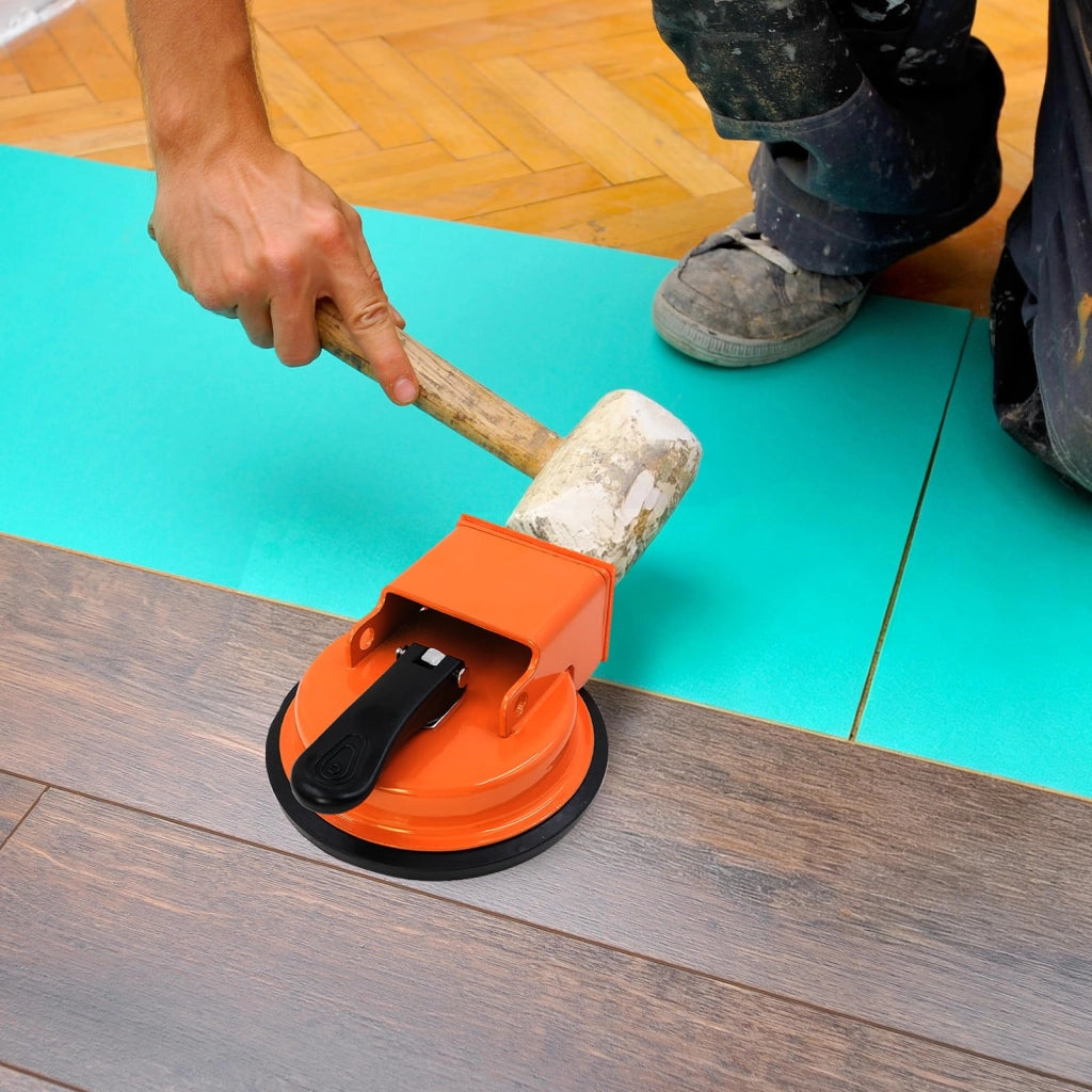 Strumento per la posa di laminato, piastrelle e vinile, con ventosa, 1 pezzo, colore arancione