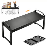 Ripiano estraibile per cucina, in metallo, da 33 a 53 cm, colore nero