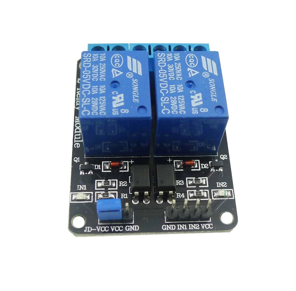 Modulo relè a 2 canali da 5V con optoaccoppiatori per Arduino