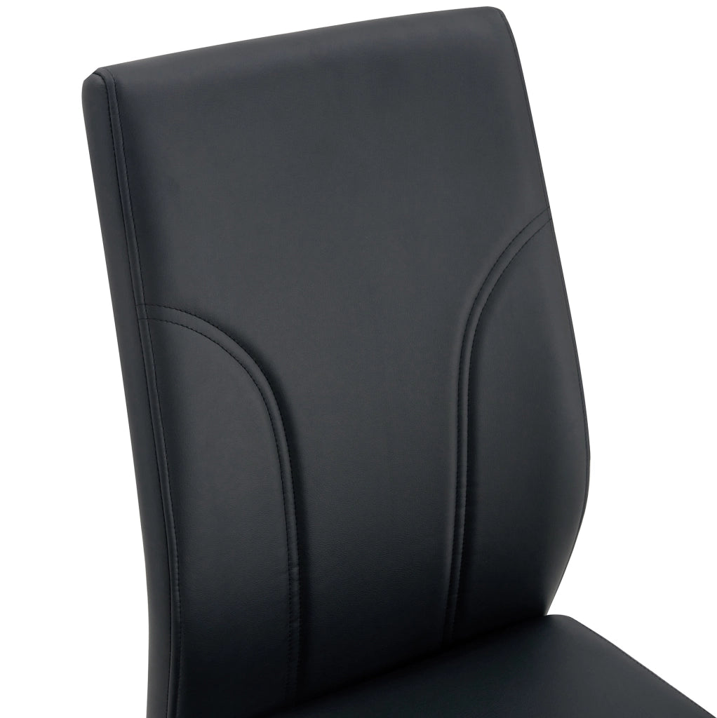 Sedie con rivestimento nero in similpelle e gambe argentate