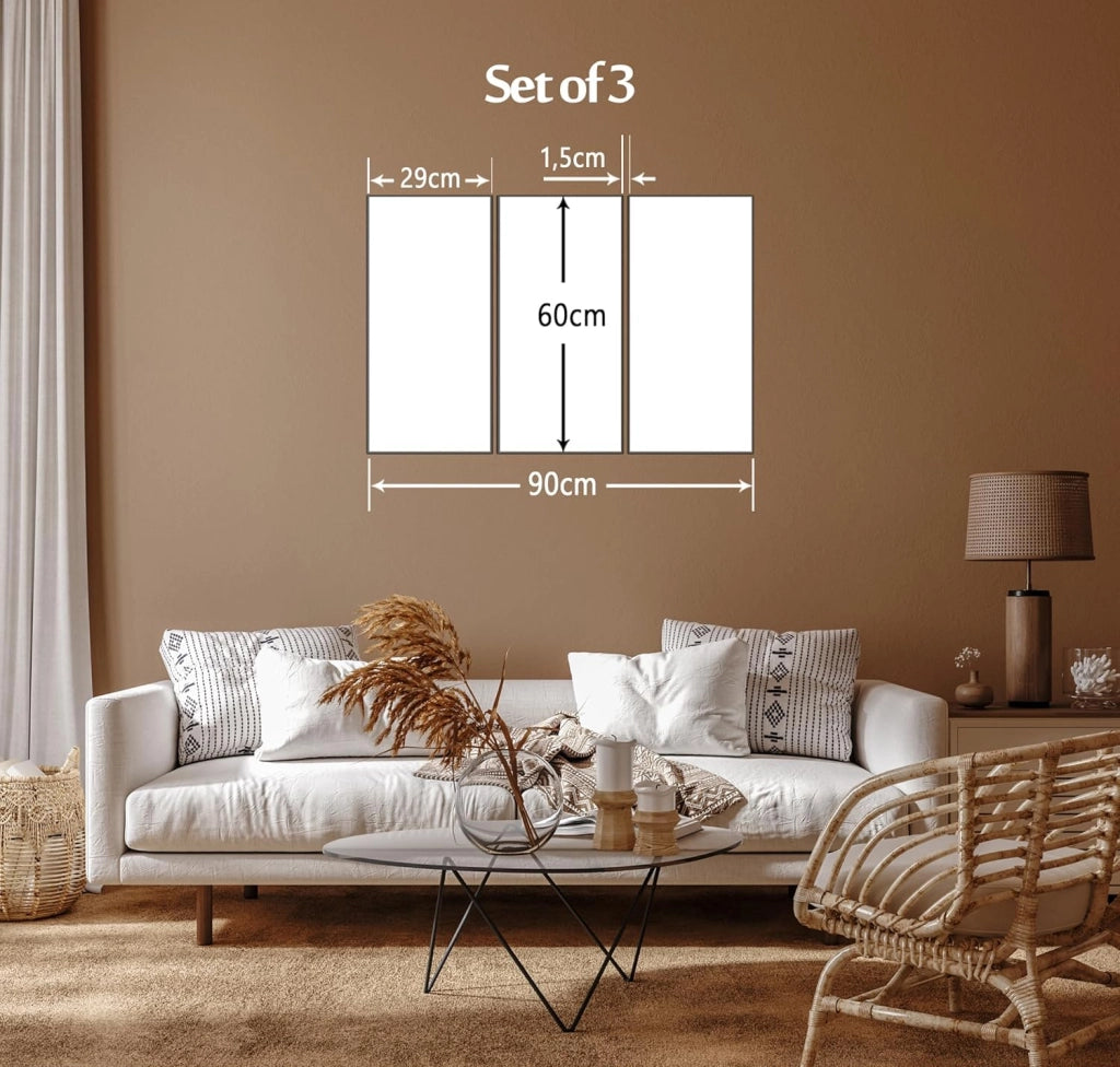 Set di tre quadri da parete "Leone nel tessuto", dimensioni 90x60 cm